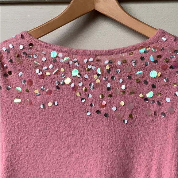 $25/2 LUX. Pink Cardigan with Sequins and Shiny Sparkles - Picture 6 of 10